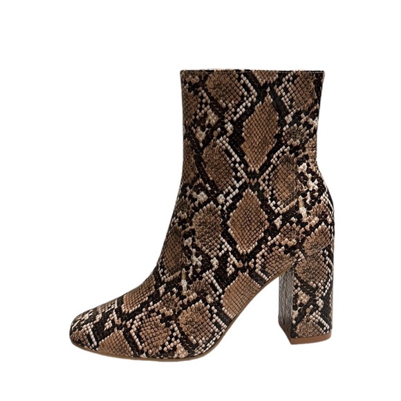 Lulus My Generation Tan Snake High Heel Mid-Calf Boots Size 9 - Picture 5 of 9